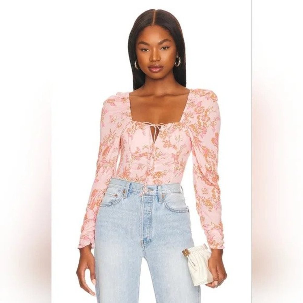 Free People Women's Hilary Printed Top in Pink Combo